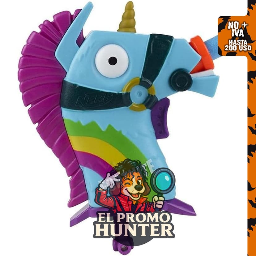 Nerf MicroShots Fortnite Rainbow Smash, mini lanzador que dispara dardos y 2 dardos oficiales Elite.