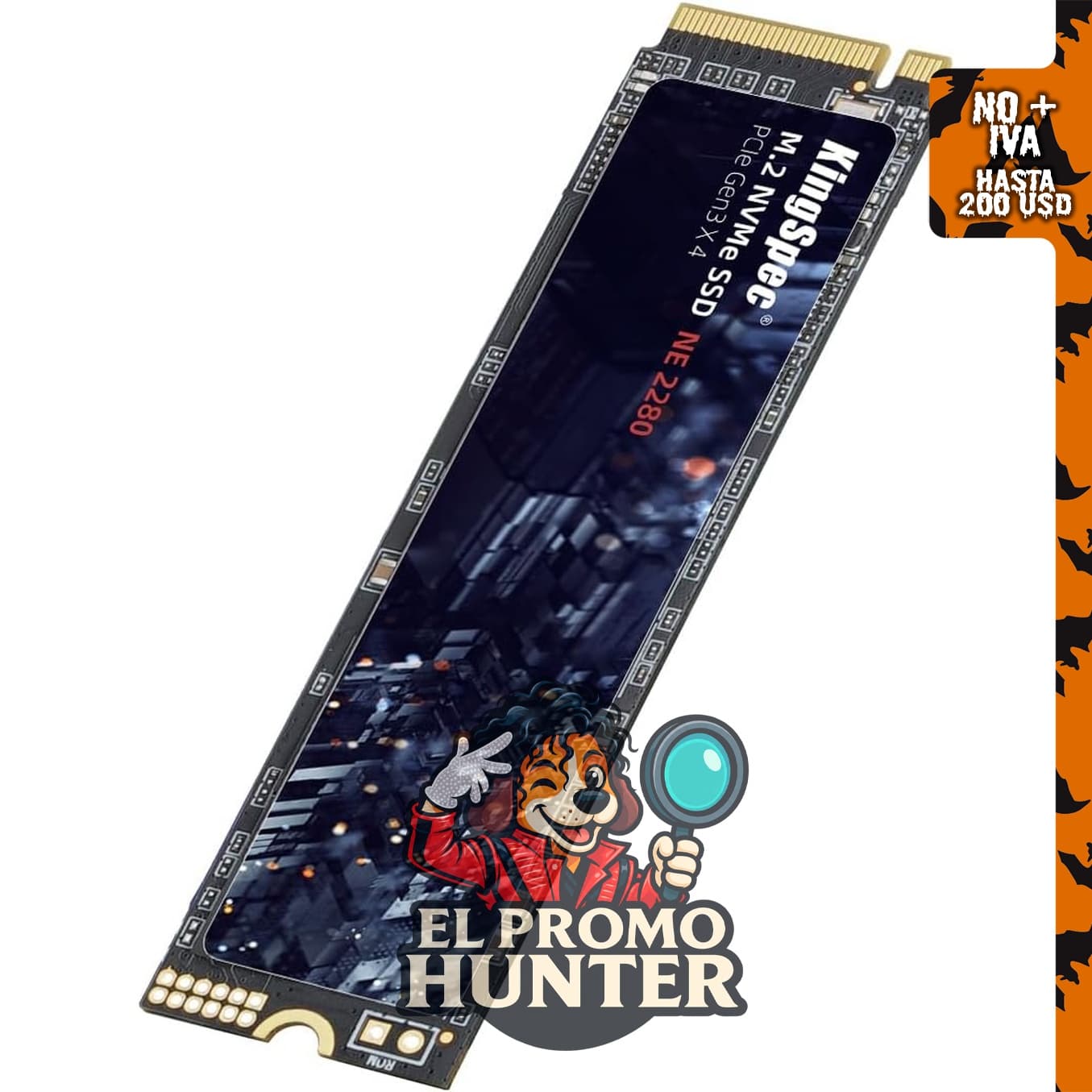 KingSpec SSD 1TB, M.2 NVMe Gen3x4, velocidad de hasta 2400 MB/s, unidad interna con flash NAND 3D.