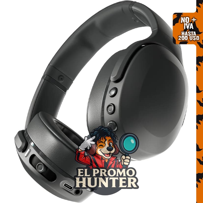 Skullcandy Crusher Evo Wireless Multi-Sensory Bass Headphones - True Black, audífonos inalámbricos con tecnología de graves multisensoriales.