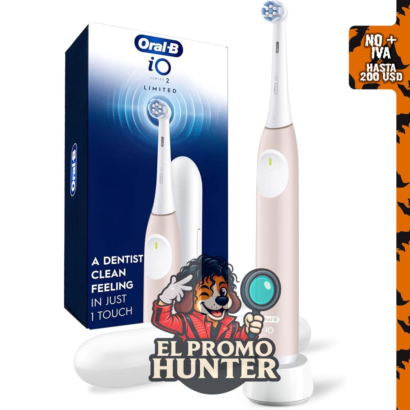 Oral-B Cepillo de dientes eléctrico recargable iO Limited Simple Clean, 3 modos de limpieza, sensor de presión automático.