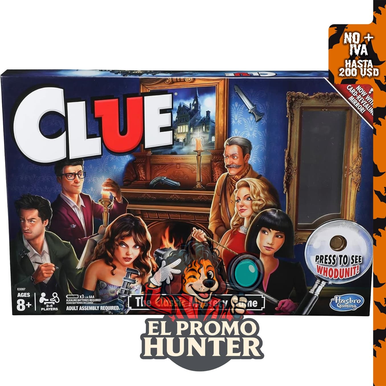 Hasbro Gaming Juego Clue, juego de mesa de misterio para 2-6 jugadores, recomendado para mayores de 8 años.