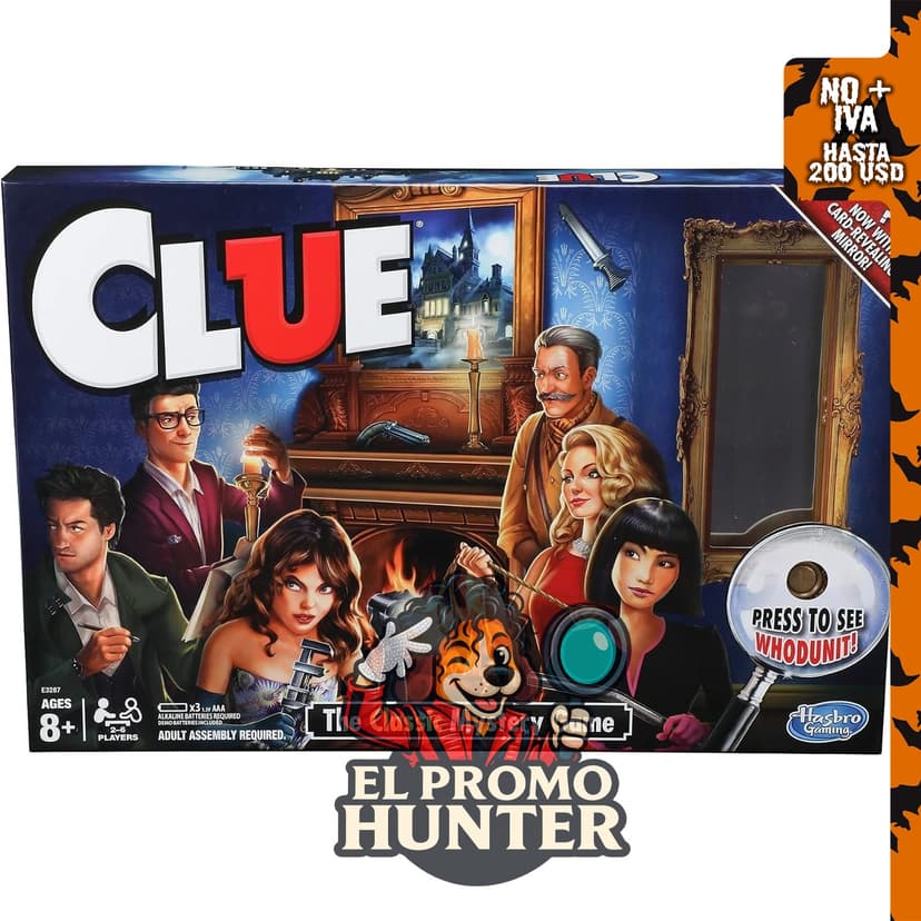 Hasbro Gaming Juego Clue, juego de mesa de misterio para 2-6 jugadores, recomendado para mayores de 8 años.