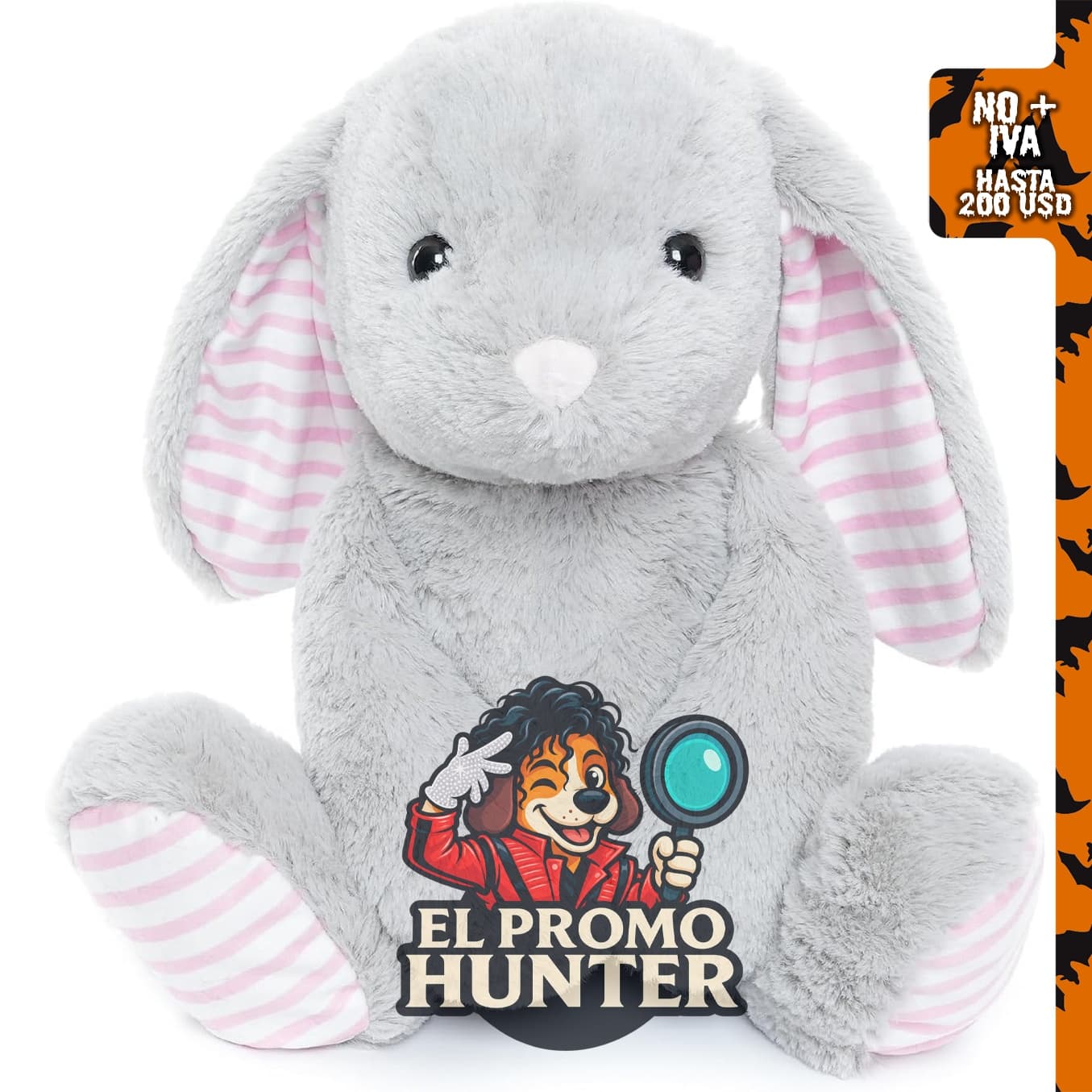 WEIGEDU Conejo Gris de Peluche, juguete suave para niños.