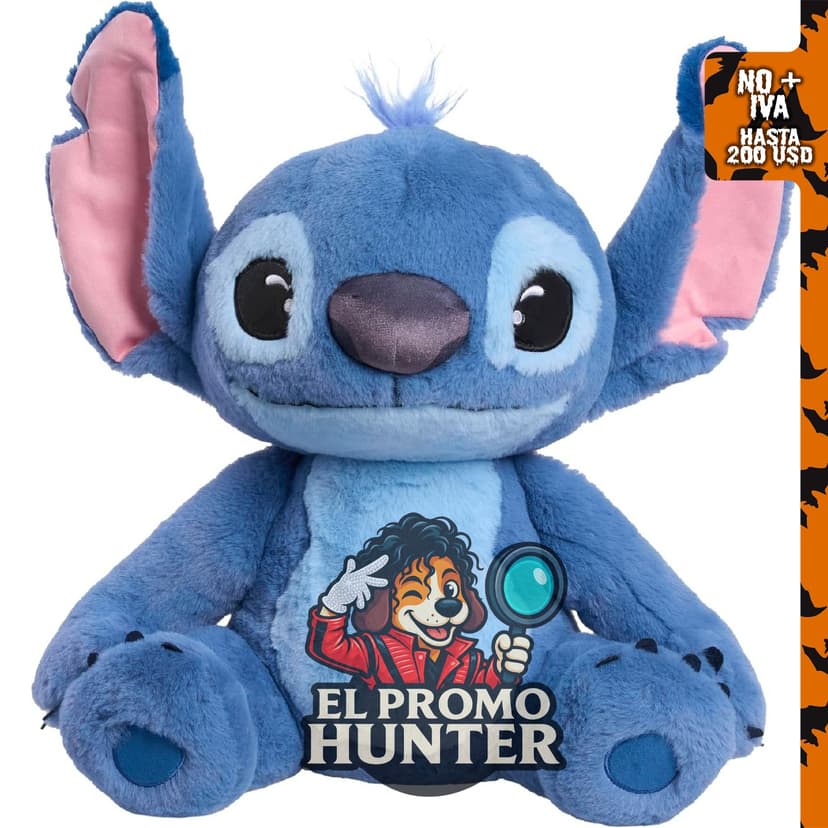 Disney Stitch Live-Action, peluche relleno de 33 cm, juguete suave para niños, color azul.