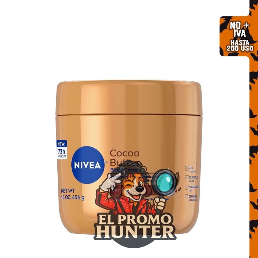 NIVEA Crema corporal de manteca de cacao, 16 oz (454 g) para piel seca.