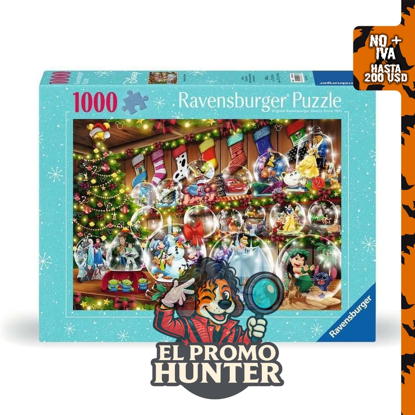 Ravensburger Disney Christmas - Rompecabezas de 1000 piezas con globos de nieve y personajes de Disney.