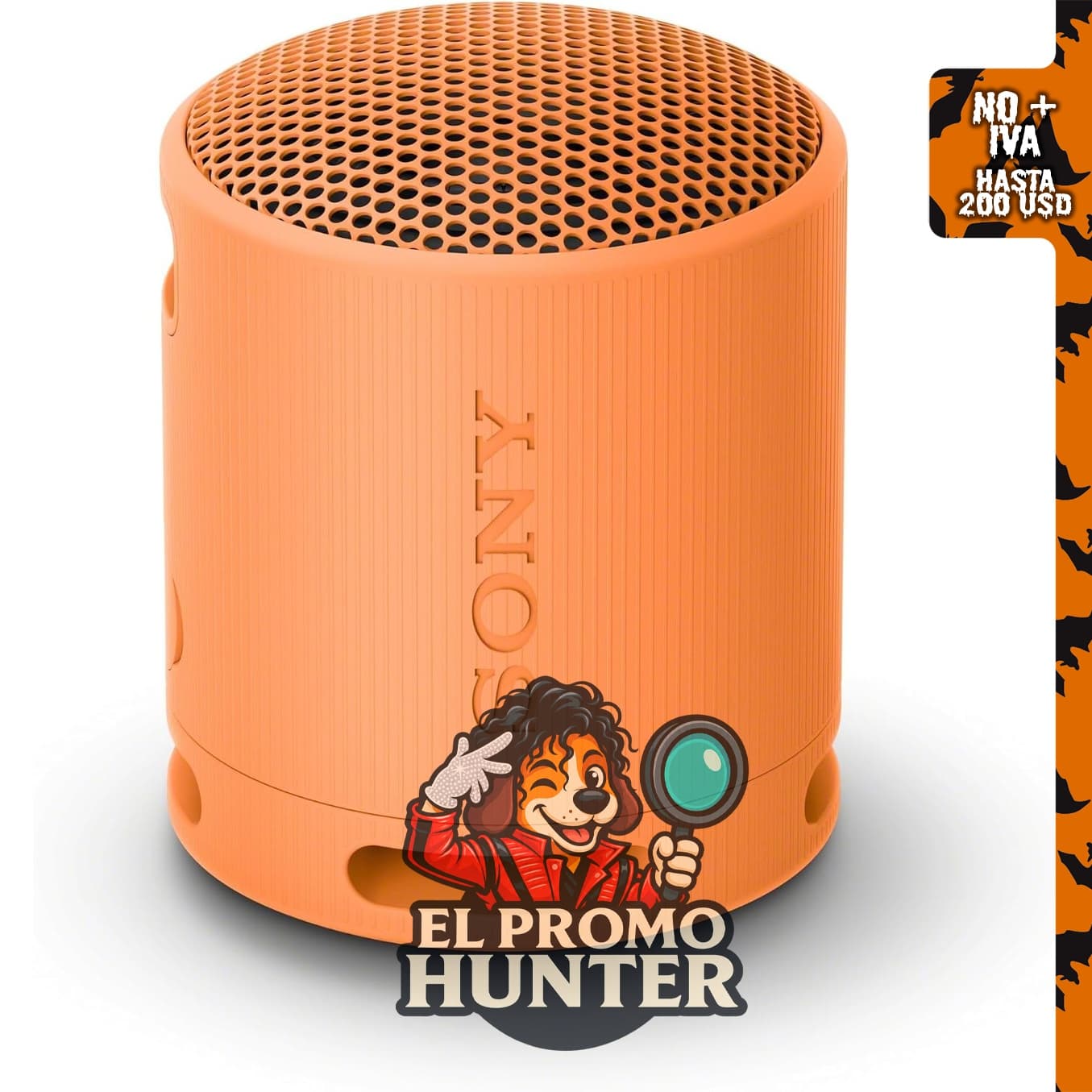 Bocina portátil Sony SRS-XB100, inalámbrica, Bluetooth, color naranja.
