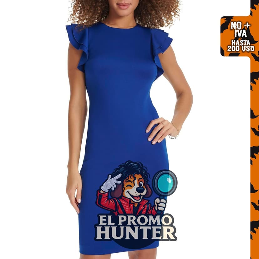 Tommy Hilfiger minivestido sin mangas con volantes y cuello joya para mujer.