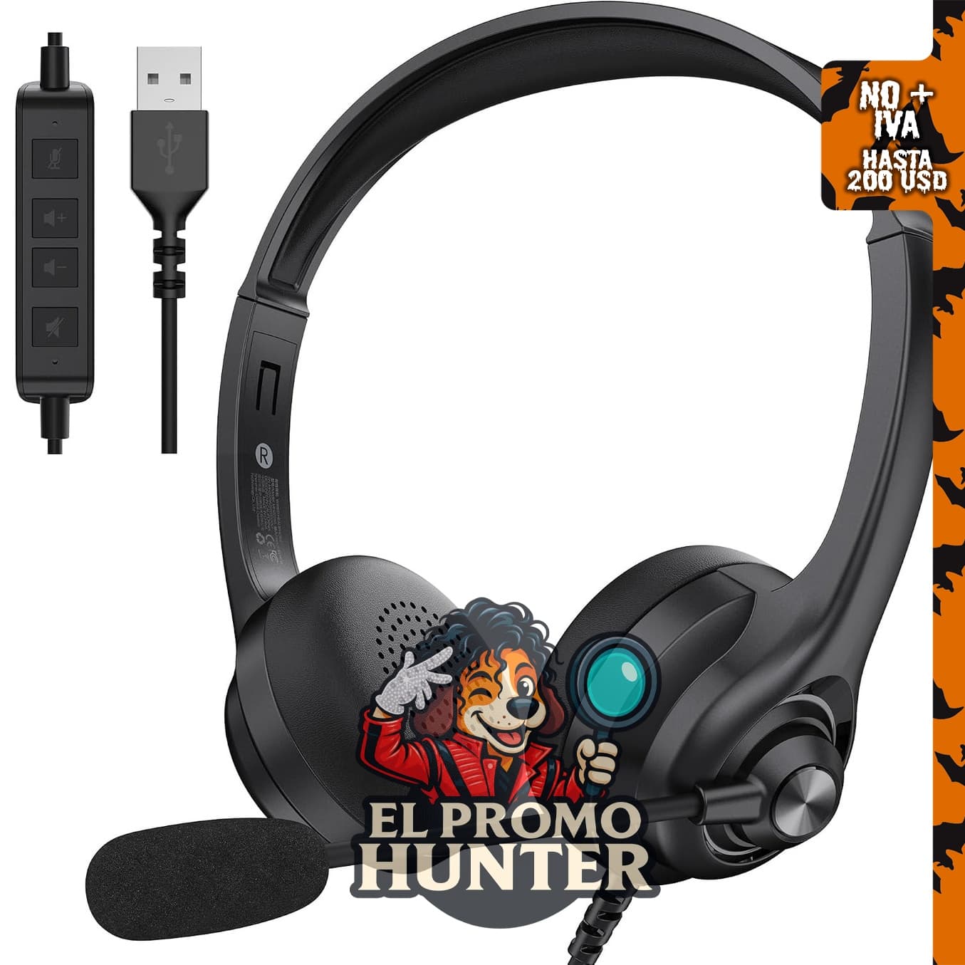 Oraolo Voicelink 100, auriculares con cable y micrófono, cancelación de ruido, conexión USB Plug and Play.