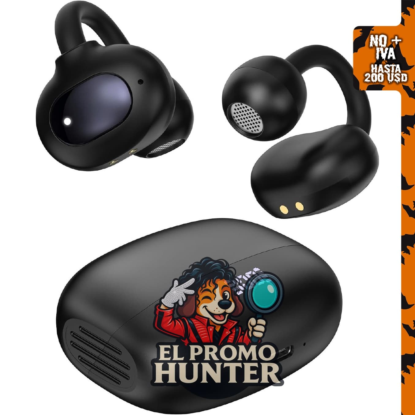Oraolo Auriculares Open-Ear AC339, Bluetooth 6.0, sonido estéreo, control táctil, IPX6, color negro.