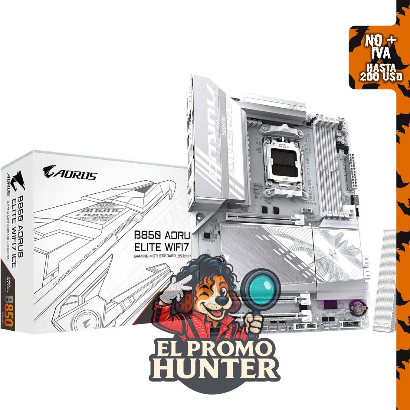 GIGABYTE B850 AORUS Elite WIFI7 ICE, placa base ATX con soporte para AMD AM5, DDR5, 3x M.2 y PCIe 5.0.