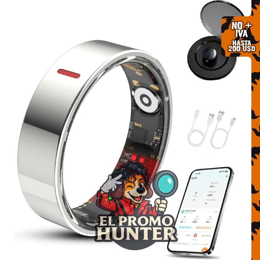 Anillo inteligente Arteedom con estuche de carga, monitoreo de salud, impermeable IP68.