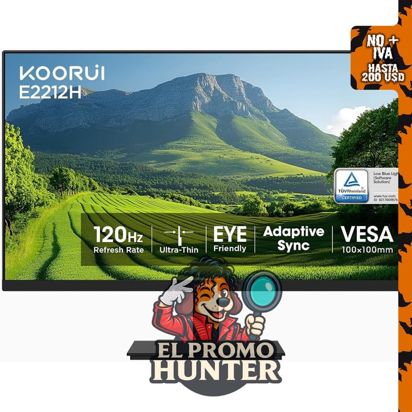 Monitor KOORUI de 22 pulgadas, FHD, 120Hz, VA, VESA, bajo en luz azul, modelo E2212H.