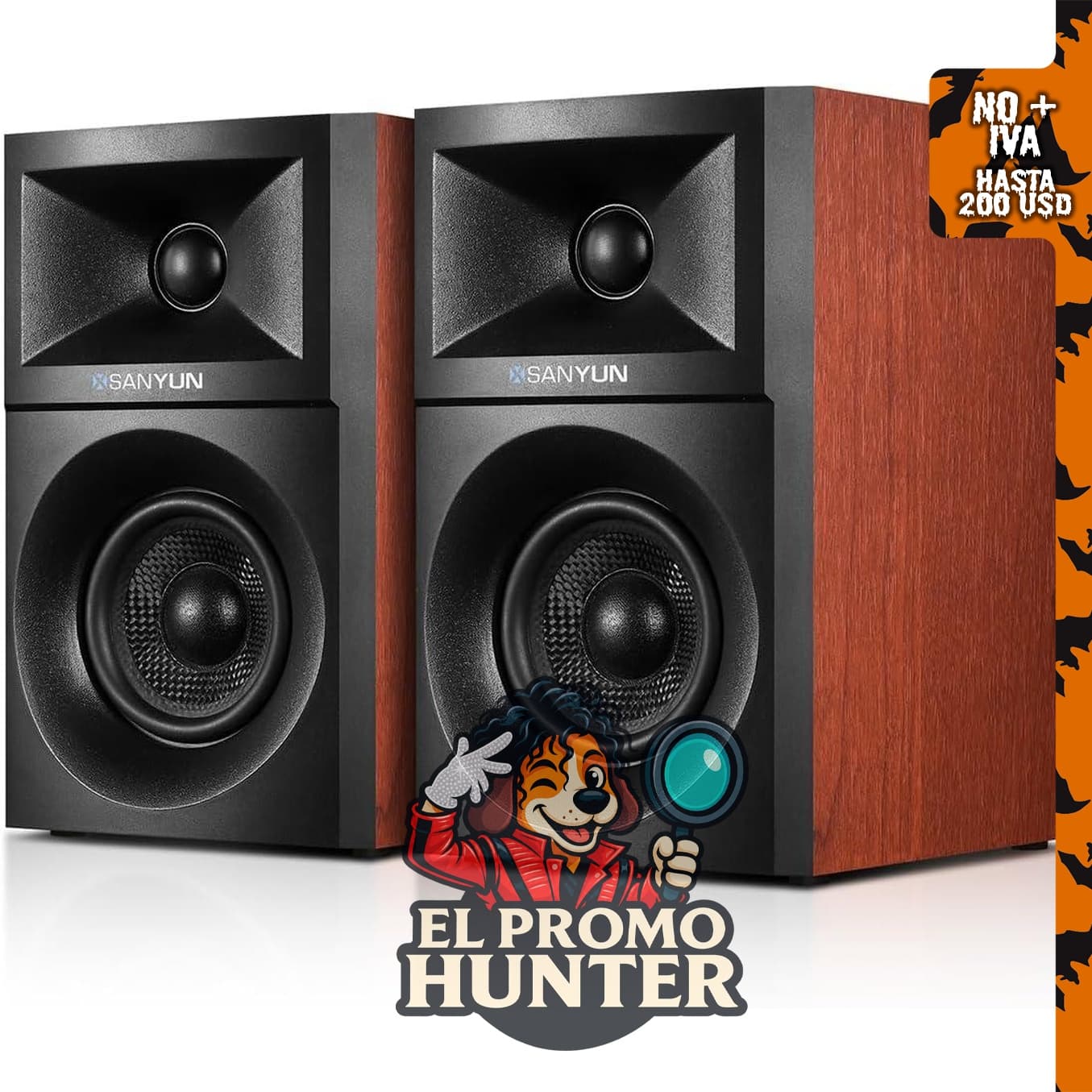 Sanyun SW203 4.0 Altavoces de computadora de 60W con control DSP de 4 vías, woofer de 3" y tweeter de 20 mm.