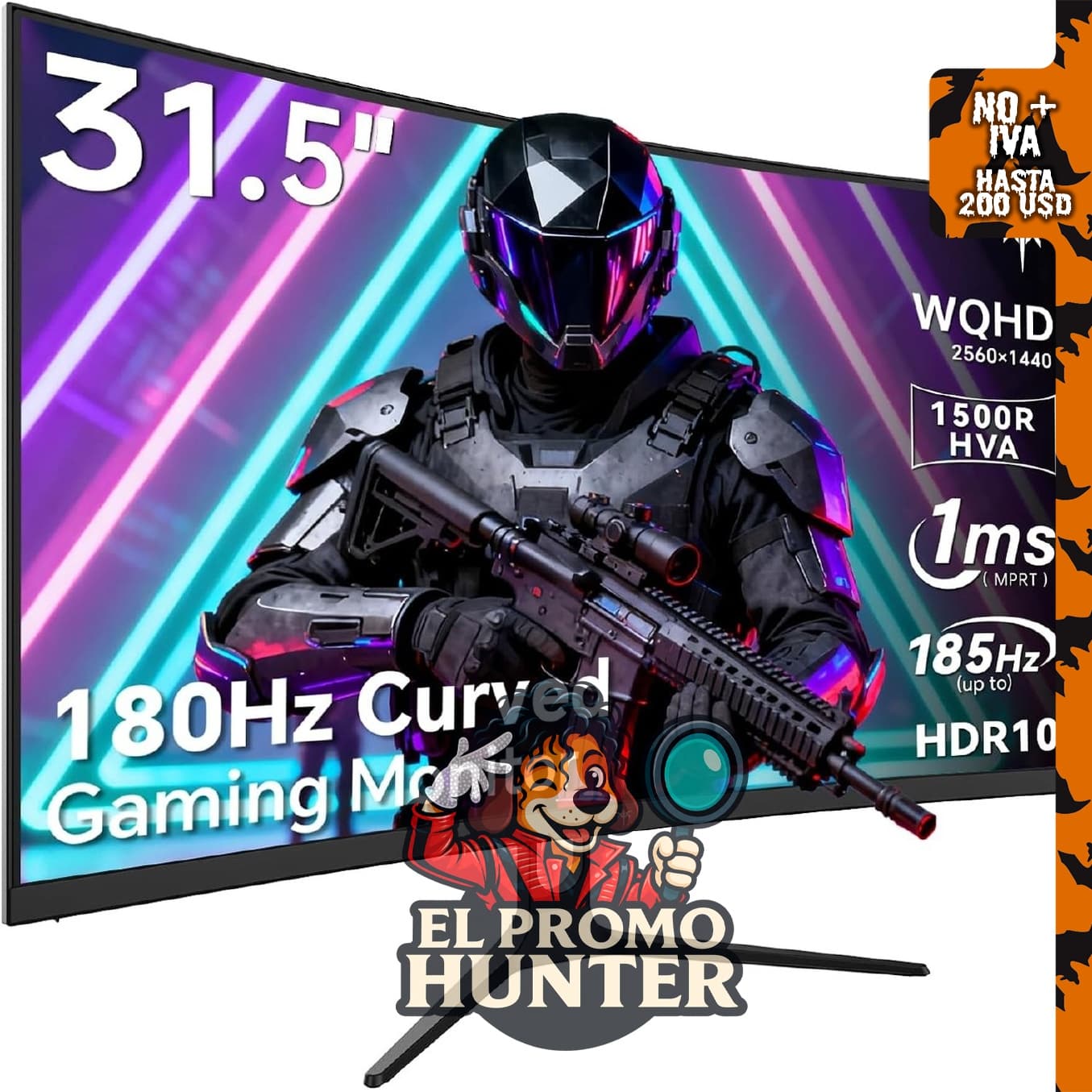 KTC Monitor curvo de 32" (81 cm) 2K, 180Hz (OC 185Hz).