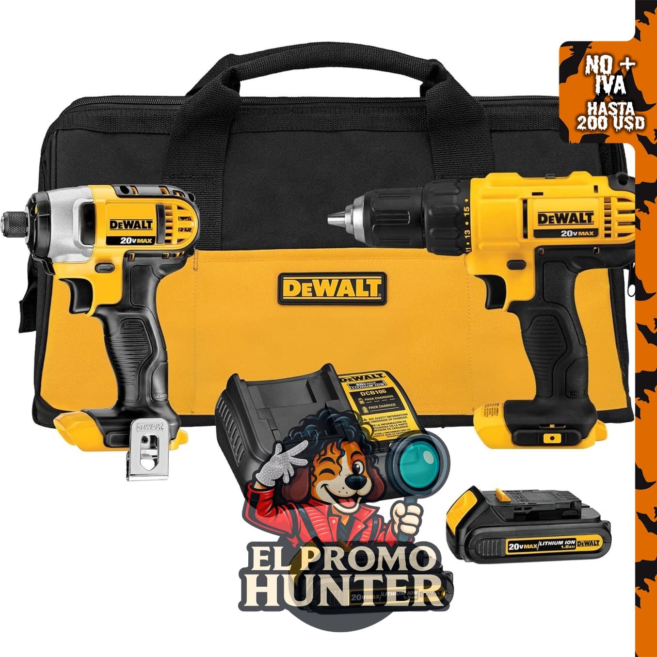 DEWALT Kit de combo de perforación inalámbrico de 20V MAX, 2-Herramienta (DCK240C2)