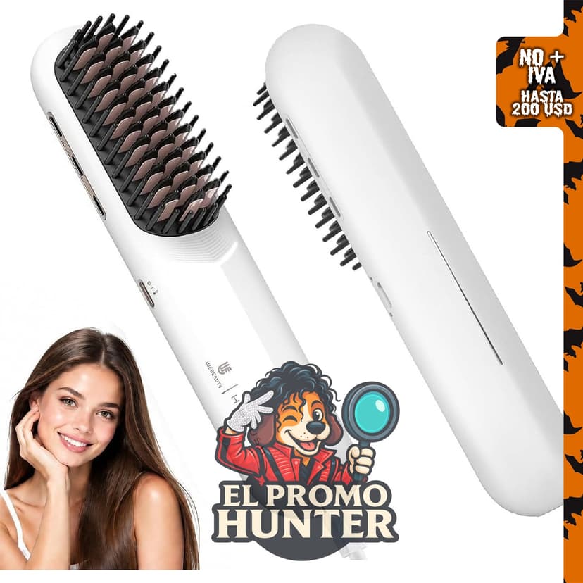 webeauty Cepillo alisador de pelo inalámbrico, iones negativos, calentamiento rápido y doble voltaje.