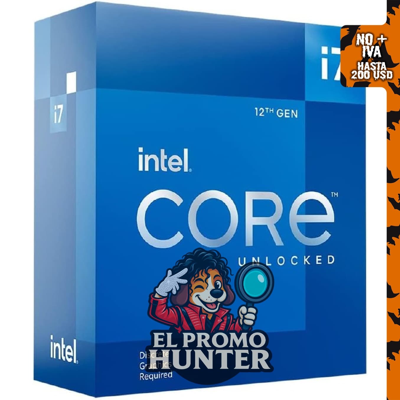Intel® Procesador de escritorio Core™ i7-12700KF, 12 núcleos (8P+4E), hasta 5.0 GHz, LGA1700, 125W.