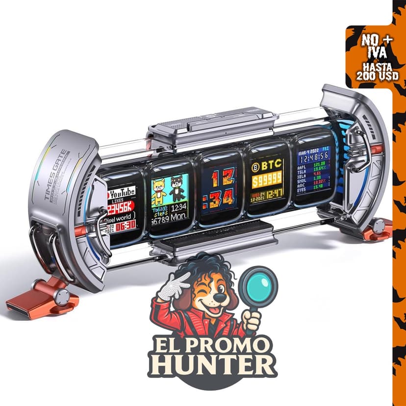 Divoom Times Gate, reloj digital con conexión WiFi, pantalla LED RGB y app inteligente.