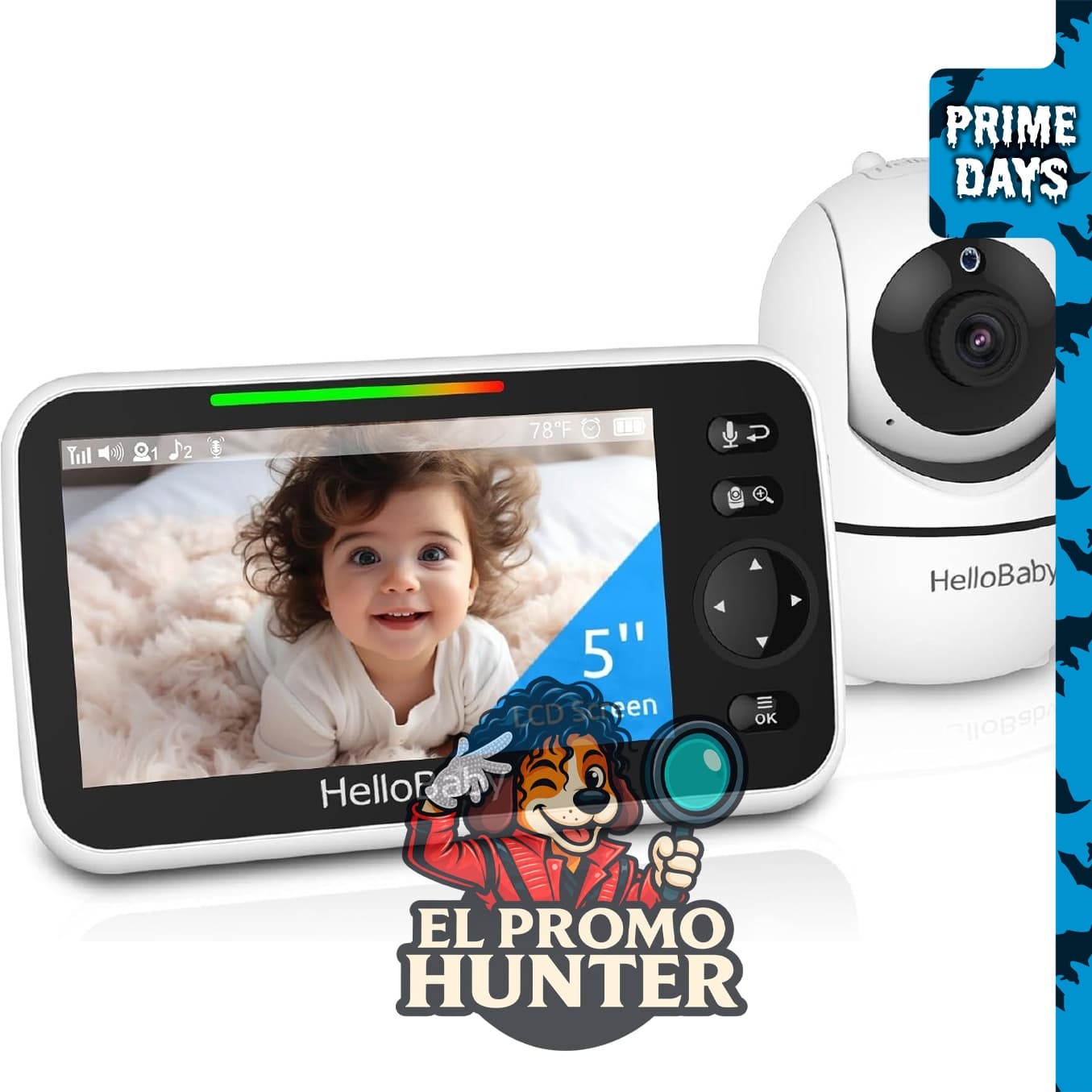 HelloBaby No WiFi Baby Monitor Camera and Audio HB6550, pantalla de 5".