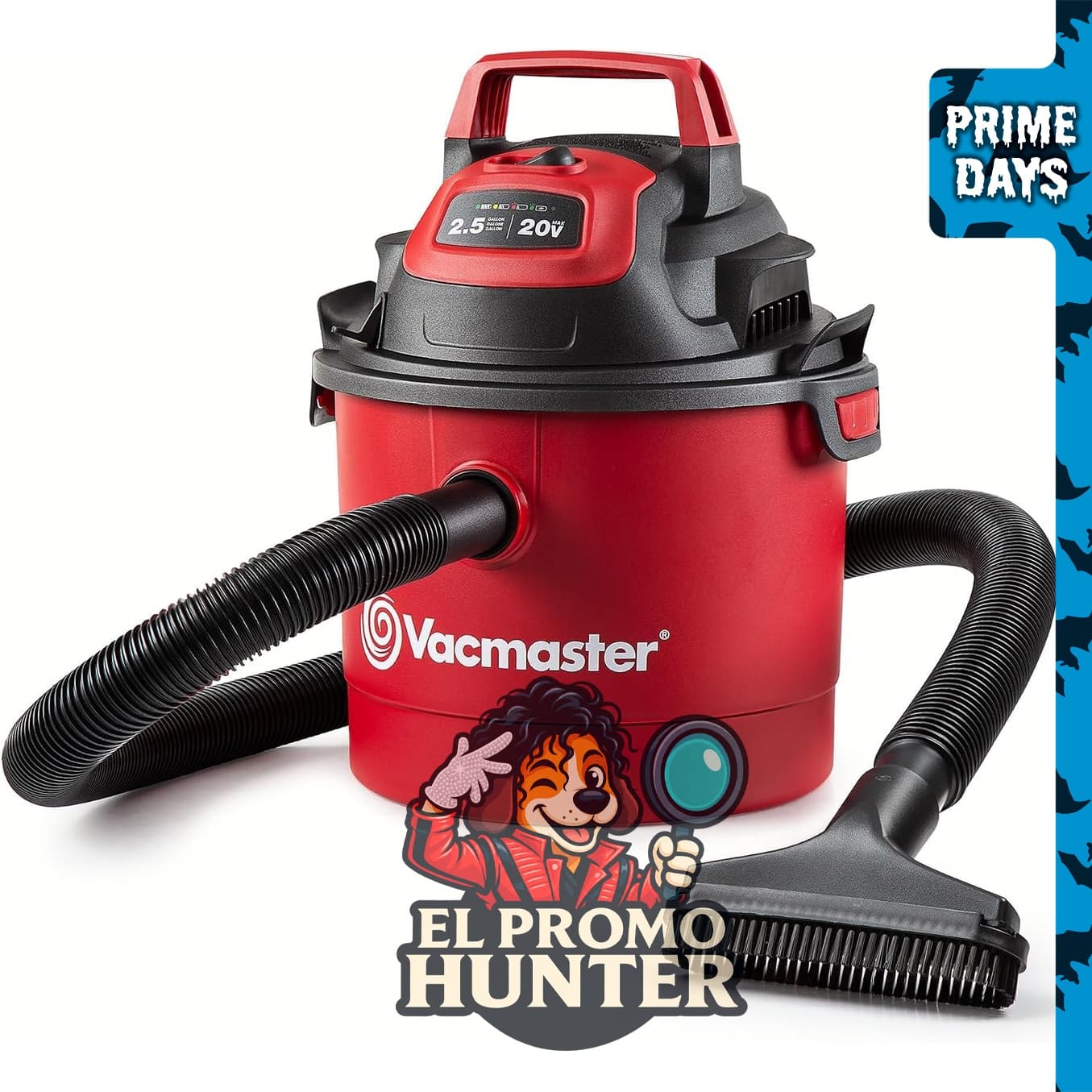 Vacmaster DVOM202P 1101 - Aspiradora portátil inalámbrica de 9,5 L (2,5 gal) y 20 V, color rojo.