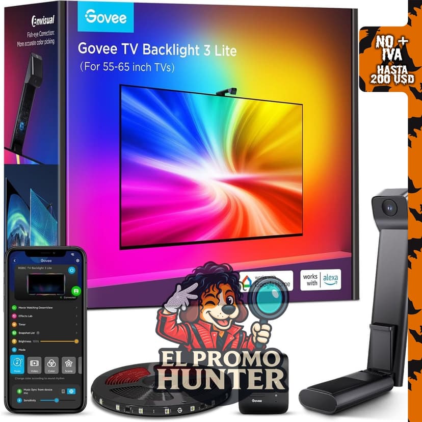 Govee TV Backlight 3 Lite, luces LED de 11.8 pies para sincronización con televisores de 55 a 65 pulgadas.