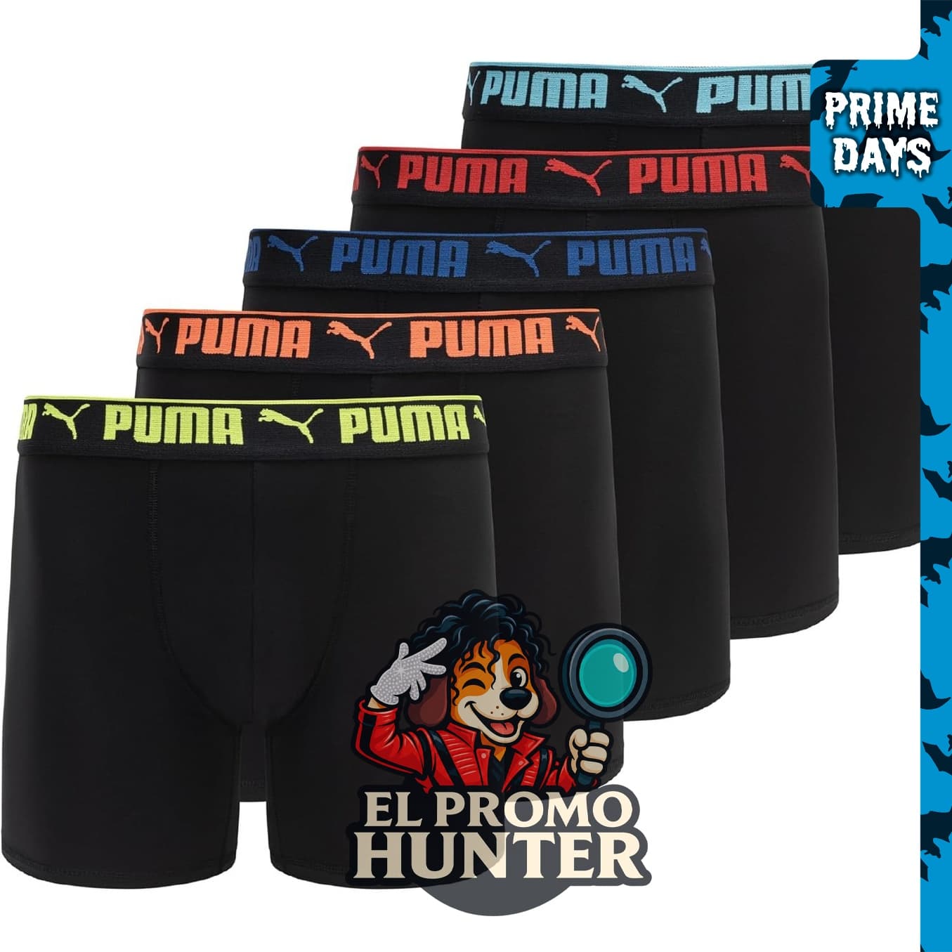 PUMA Paquete de 5 calzoncillos tipo bóxer Performance para hombre.