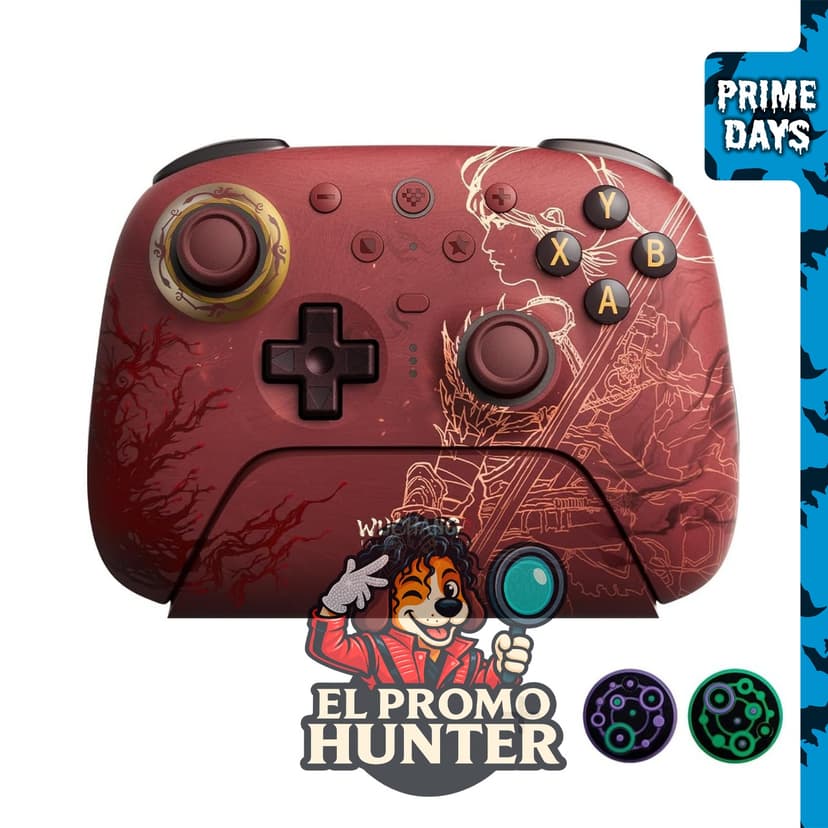 Controlador de juegos inalámbrico 8Bitdo Ultimate 2 con joysticks TMR, gatillos intercambiables, botones traseros y anillo de fuego RGB.