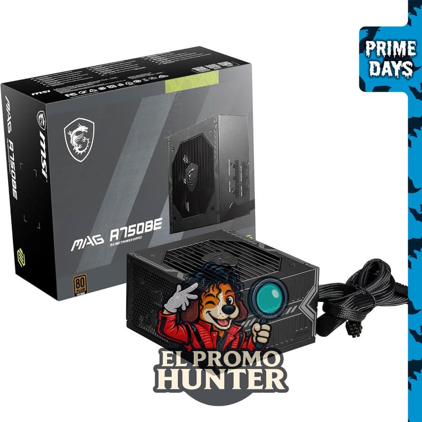 Fuente de poder MSI MAG A750BE, semi-modular, 750W, ATX, 80+ Bronze, ventilador de bajo ruido.
