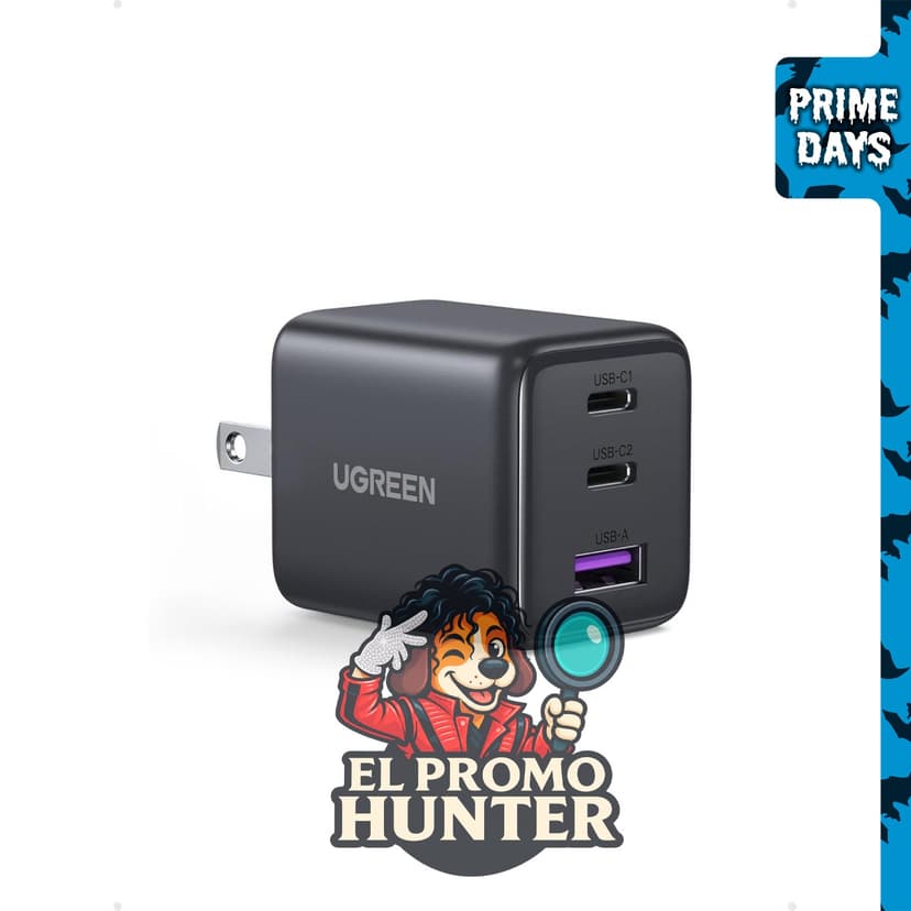 UGREEN Cargador USB C de 3 puertos, 30W, GaN II, color negro.