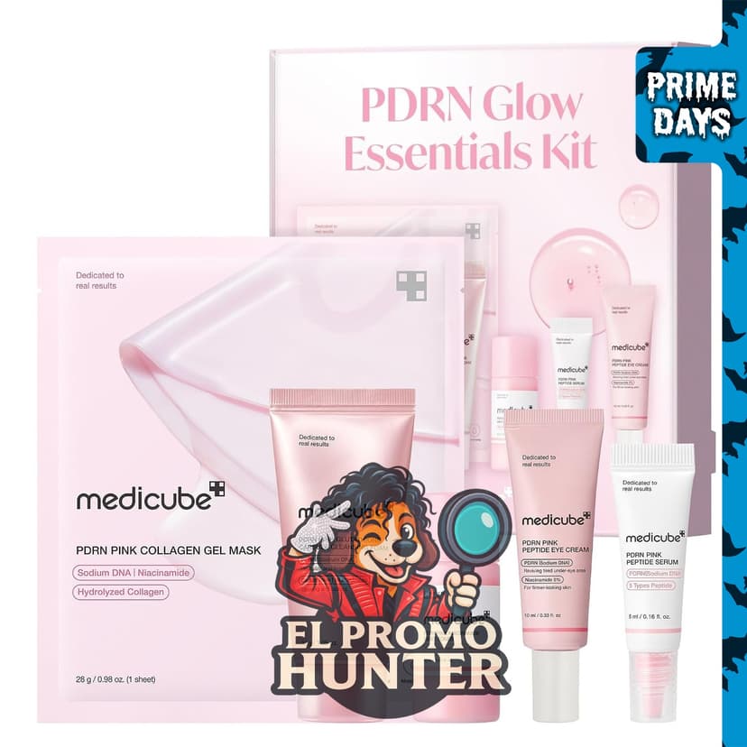 medicube PDRN Glow Essentials Kit Mini Set de viaje para el cuidado de la piel, incluye rutina de 5 pasos.