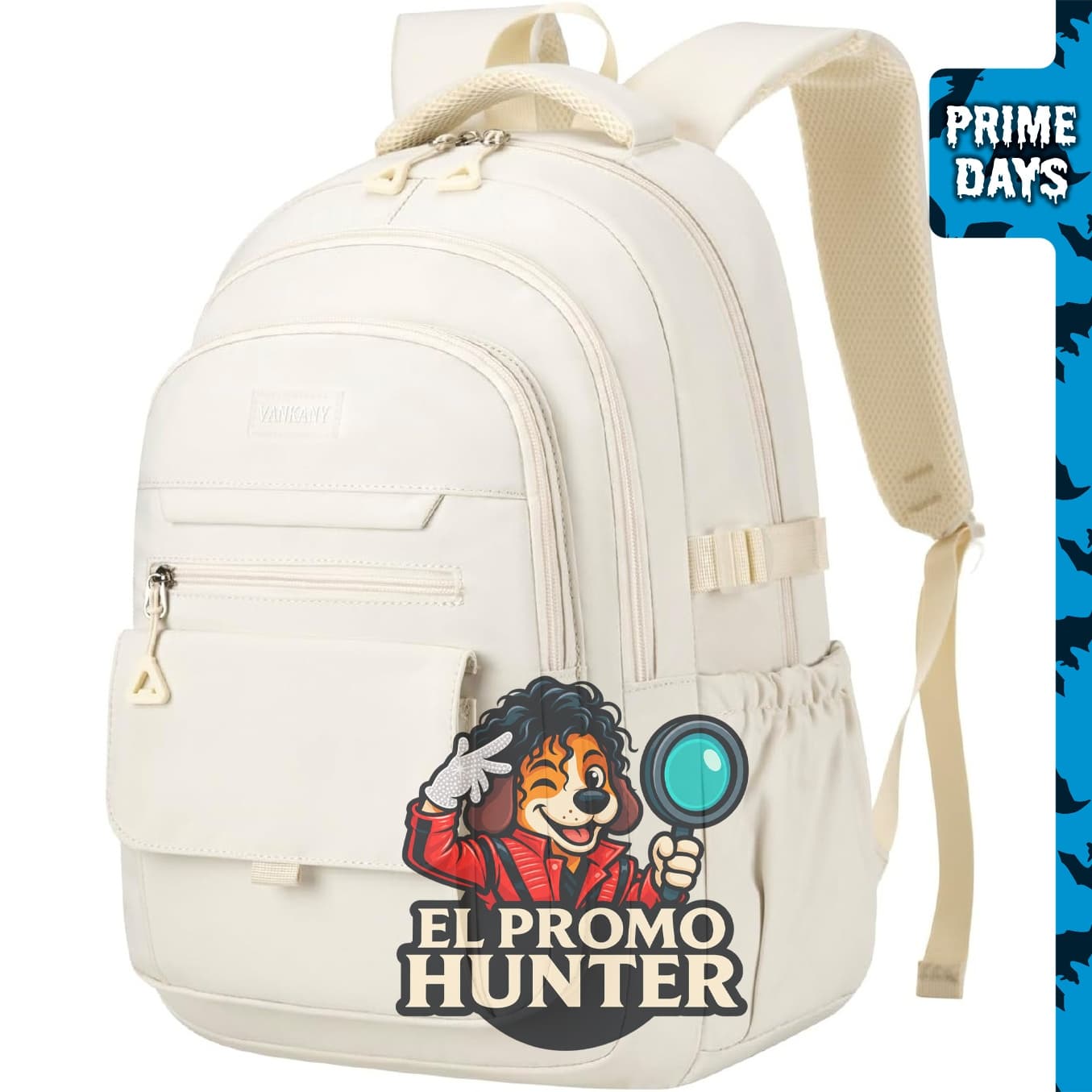 Mochila escolar estética para computadora portátil, color beige, diseñada para adolescentes y mujeres.