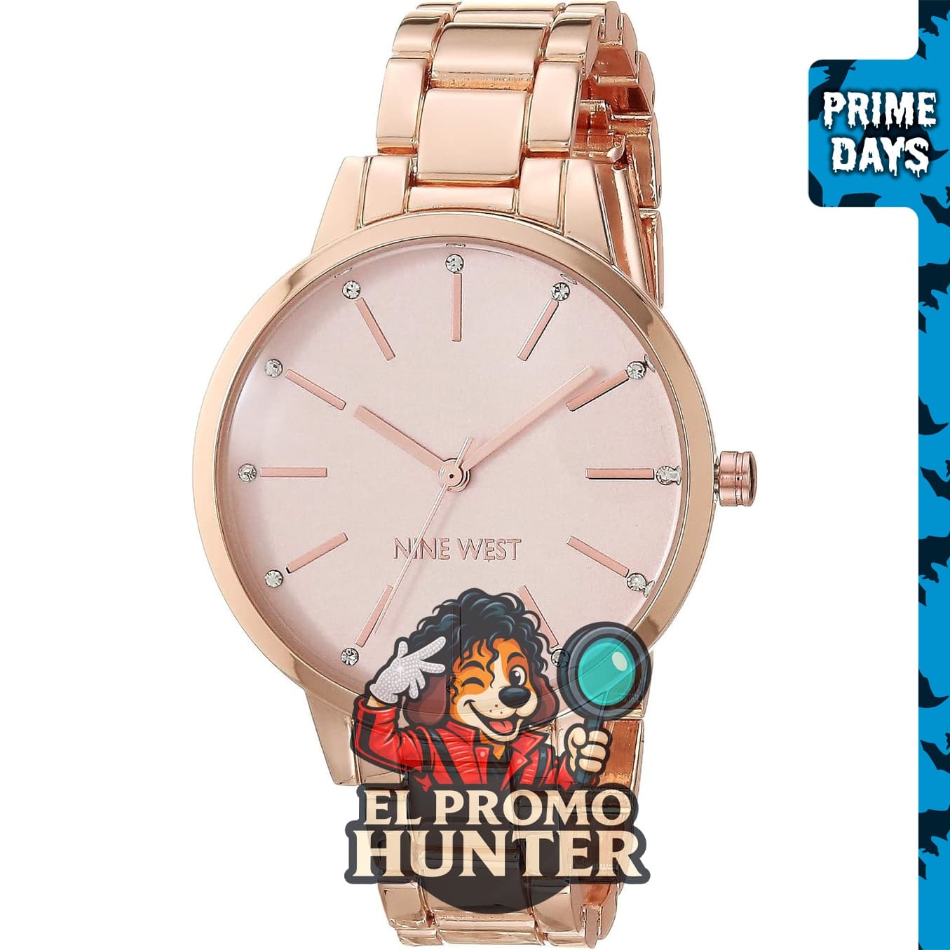 Nine West reloj de pulsera para mujer con detalles de cristal.