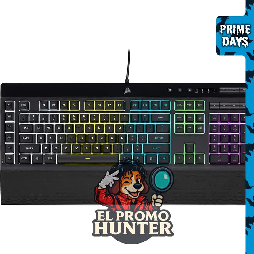 Corsair K55 RGB PRO Teclado de membrana para juegos con cable, resistente al polvo y a derrames IP42, 6 teclas macro.