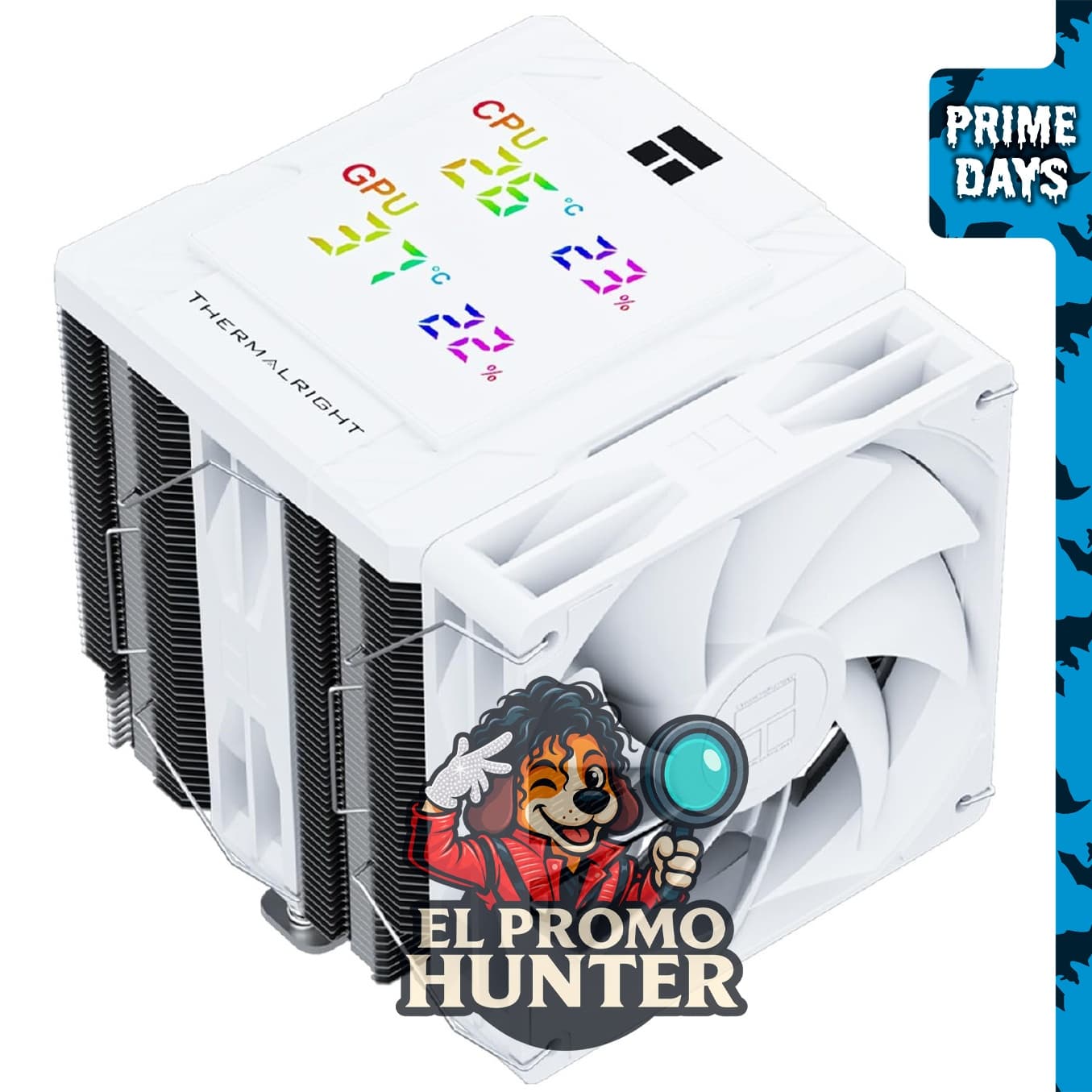Thermalright Peerless Assassin 120 Digital White, enfriador de aire para CPU con pantalla digital y 6 tubos de calor.