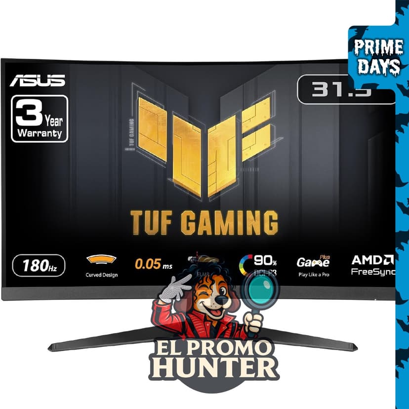 ASUS TUF Gaming VG32WQ3B - Monitor curvo de 31.5” QHD (2560 x 1440), 180Hz, 0.5ms, 1500R, FreeSync.