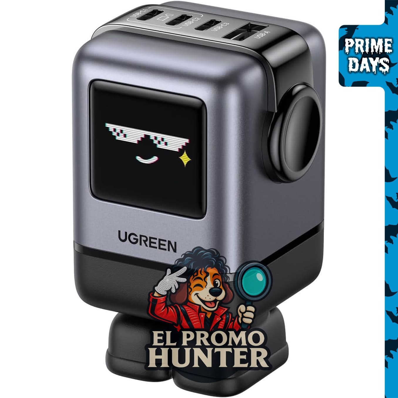 UGREEN Uno 100W Cargador de pared USB C de 4 puertos, carga rápida GaN, color negro.