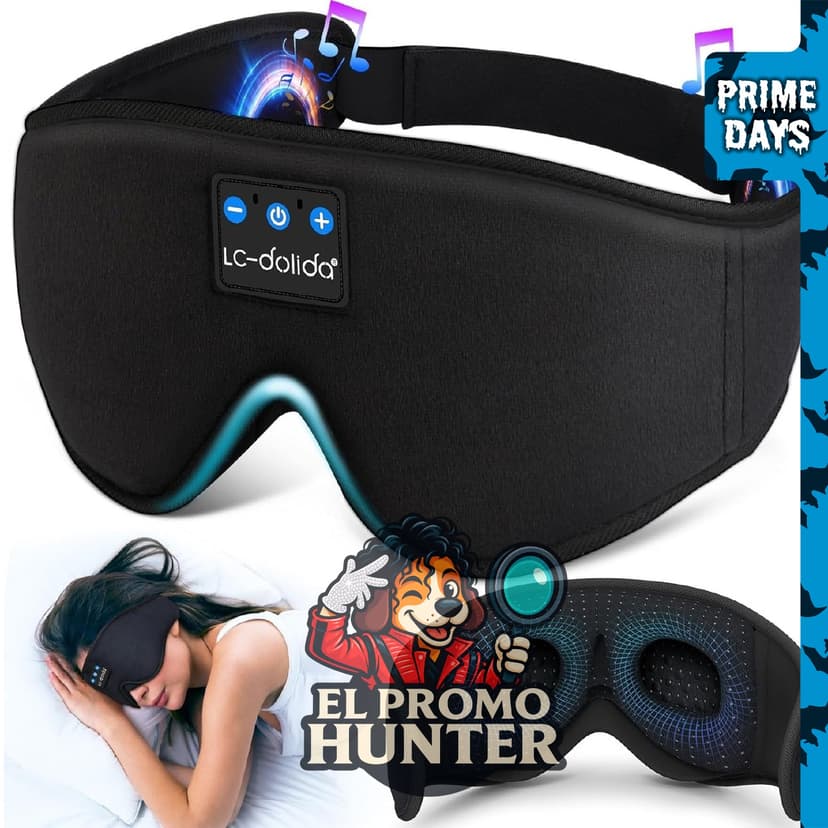 LC-dolida - Máscara de ojos 3D con Bluetooth y altavoces estéreo ultrafinos para dormir.