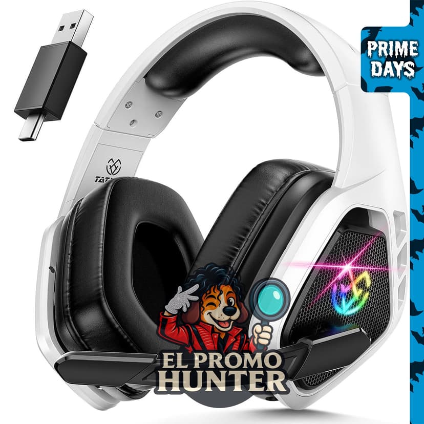 Tatybo Auriculares inalámbricos para juegos con micrófono, sonido 7.1.