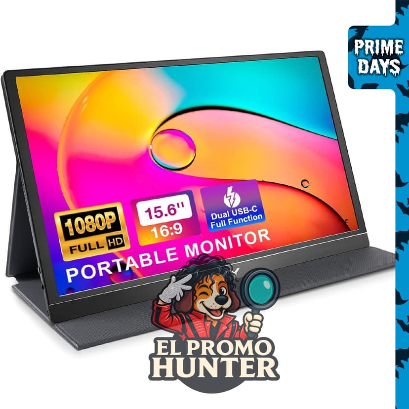 KYY Monitor portátil de 15.6" (39.6 cm) 1080P FHD, USB-C, HDMI, con altavoces dobles y cubierta inteligente.