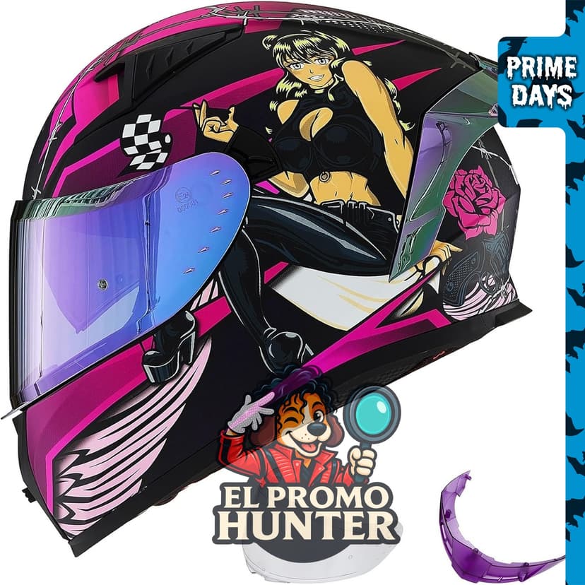 ILM Z501 Casco completo de motocicleta, compatible con viseras y aletas, certificado por DOT, talla L.