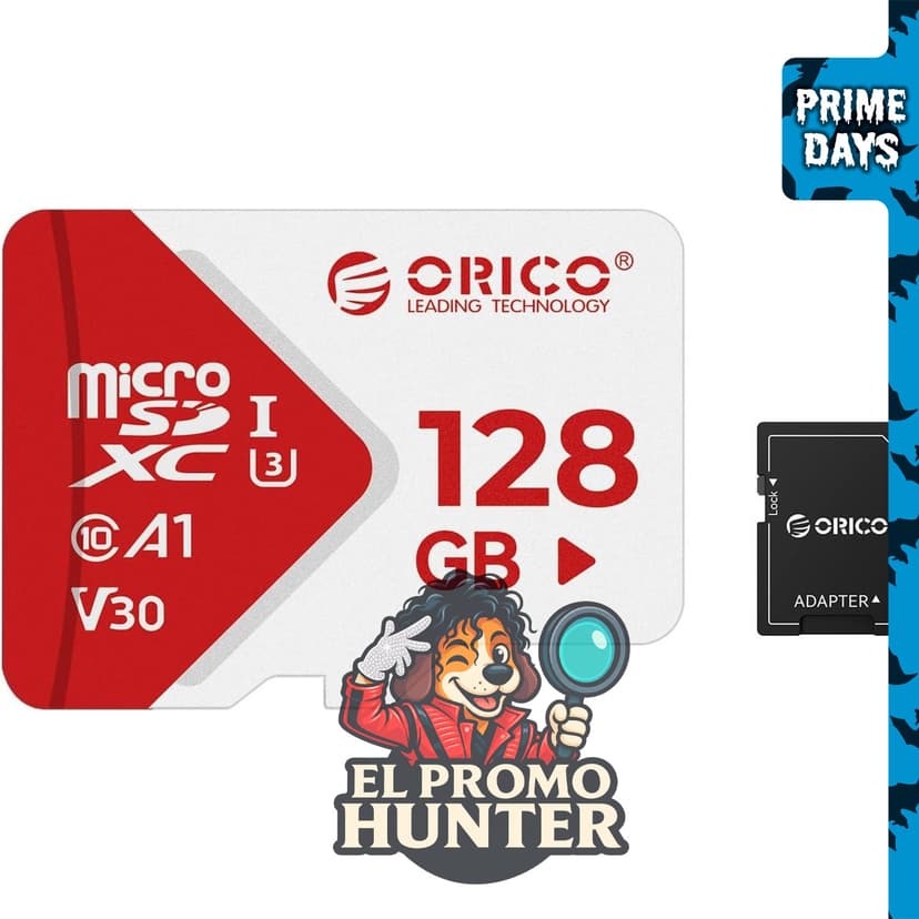 ORICO Tarjeta SDXC TF de 128 GB, UHS-I U3 Clase 10 V30 A1 con adaptador SD para grabación de video 4K.