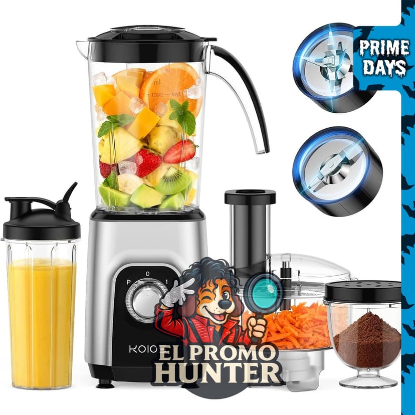 KOIOS Mezcladora/procesador de alimentos 4 en 1 Combo Max 1000W.