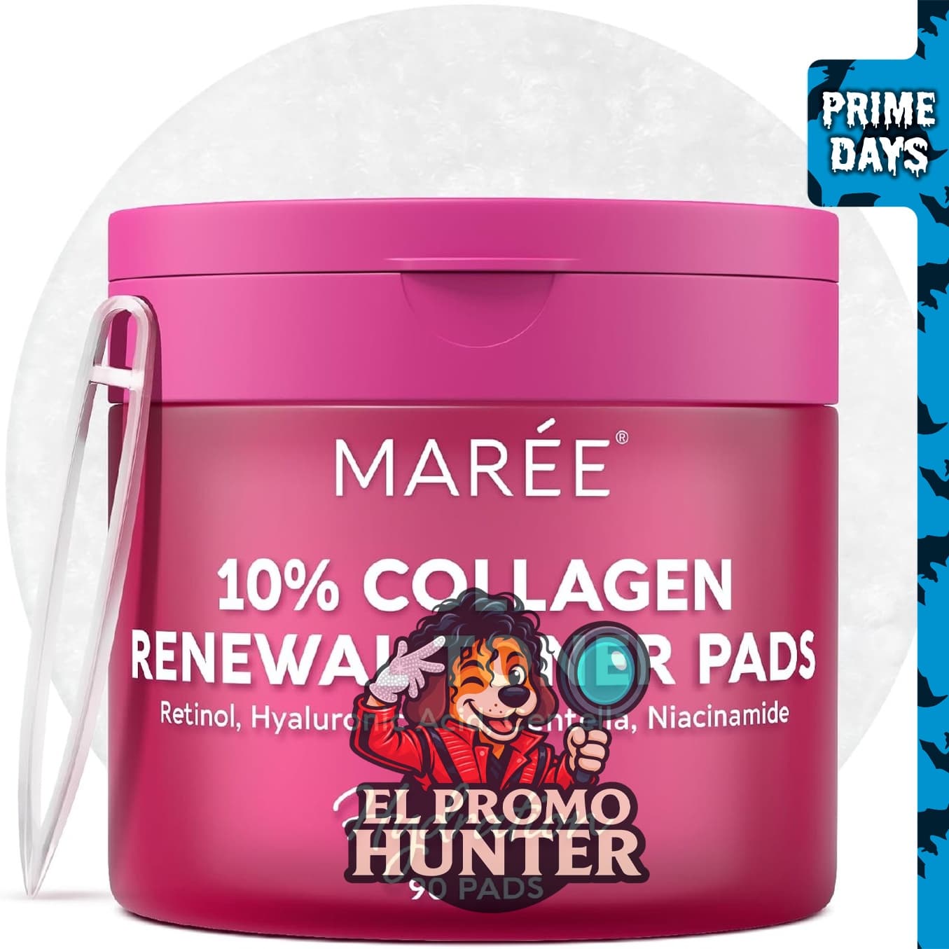 MAREE Almohadillas de tóner de colágeno con retinol, para cuidado de piel.
