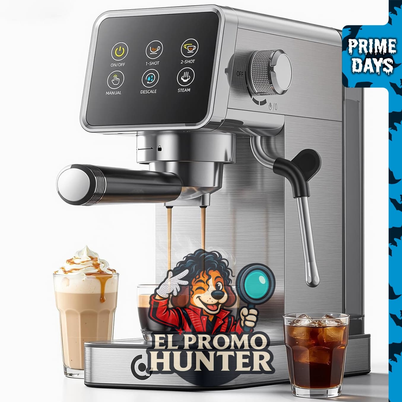 Cafetera espresso AMZCHEF con autolimpieza, 20 bares de presión.