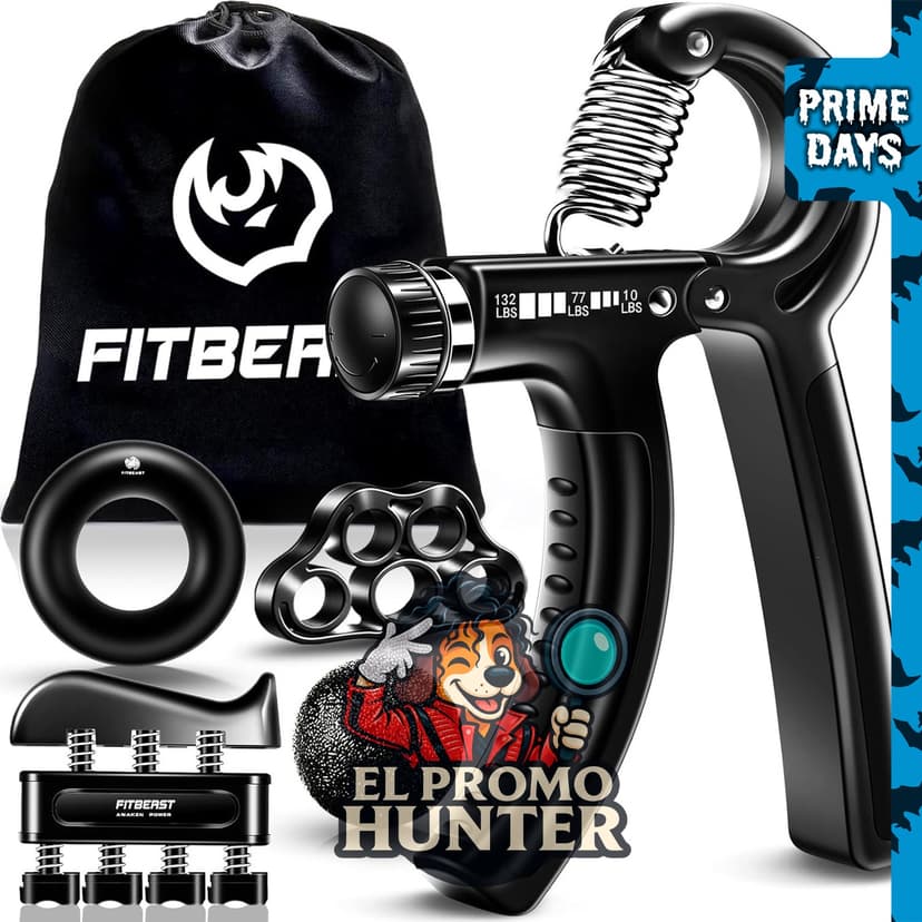 FitBeast Kit para fortalecer mano y dedos, incluye 5 accesorios para entrenamiento de fuerza.