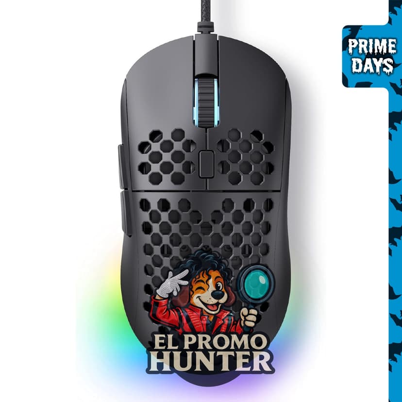 TMKB Falcon M1SE Mouse Gaming Cableado, diseño ligero tipo panal, 12800 DPI, color negro.