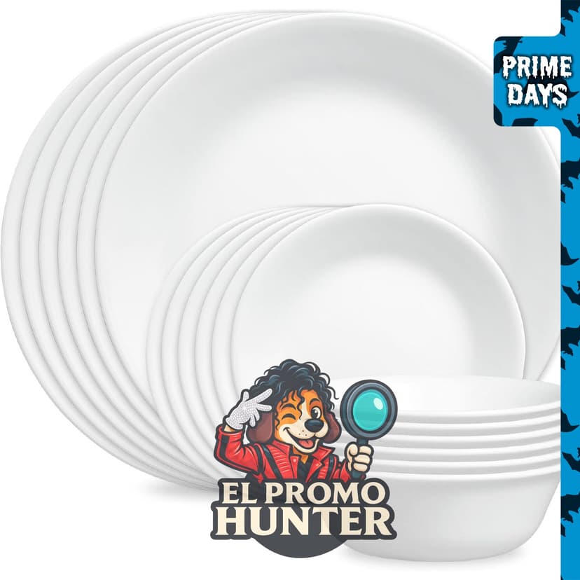 Corelle Vitrelle juego de vajilla de 18 piezas para 6 personas, vidrio de triple capa, resistente a astillas.