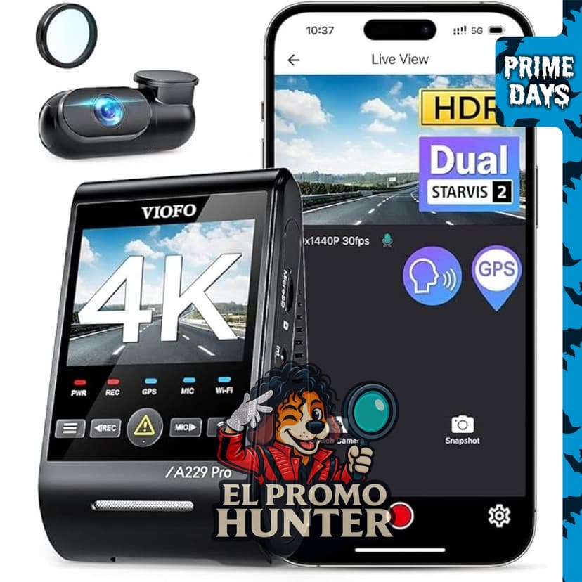 VIOFO A229 Pro 4K HDR Dash Cam delantera y trasera con sensores dobles STARVIS.