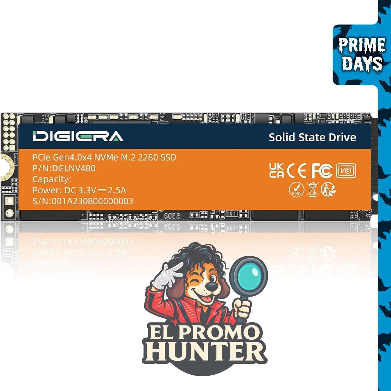 DIGIERA LNV480 1TB PCIe Gen 4.0x4 NVMe M.2 2280 SSD interno, con velocidades de lectura de hasta 5100 MB/s y escritura de 4500 MB/s.